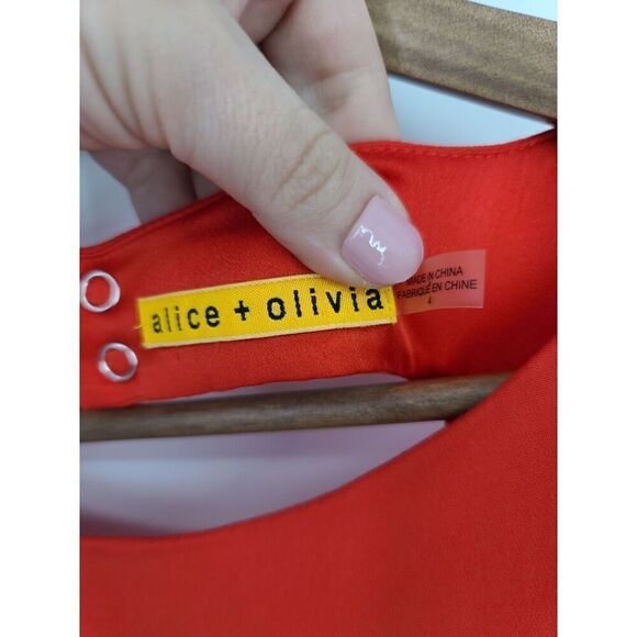 Alice + Olivia Dress‎ Size 4 Red Night Out Sheath Ruffle Sleeveless Peplum - Picture 7 of 12